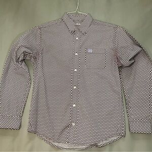 Cinch Men's Burgundy and White Micro Geometric Button-Down Shirt